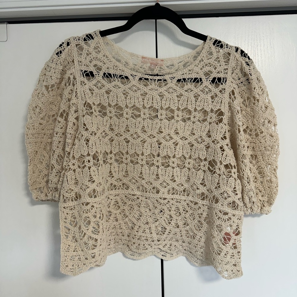 NWOT Cream Crochet Lace Women's Top